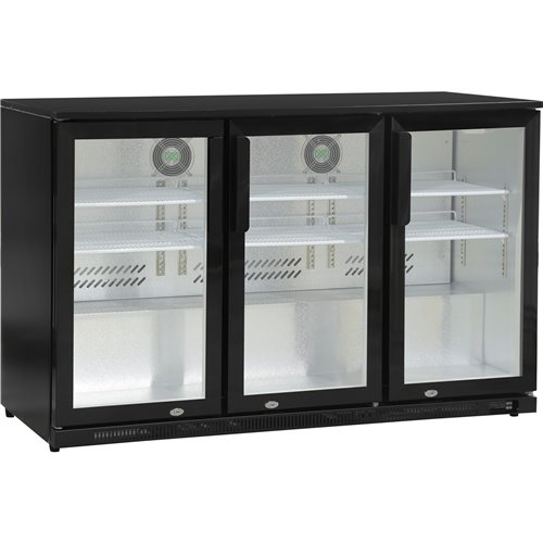 Back bar cooler 3 hinged doors 300 litres Black | Stalwart DA-BBC3