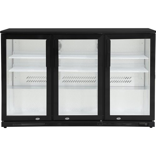 Back bar cooler 3 hinged doors 300 litres Black | Stalwart DA-BBC3