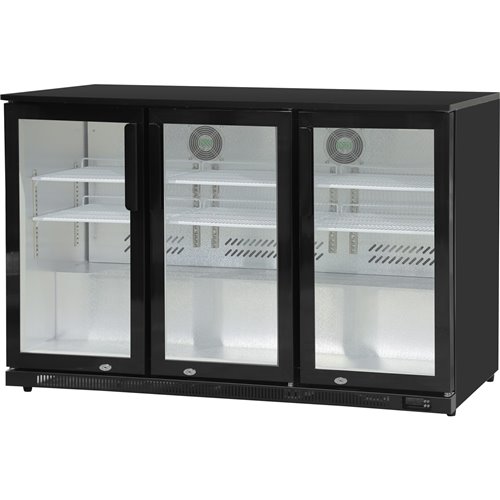 Back bar cooler 3 hinged doors 300 litres Black | Stalwart DA-BBC3