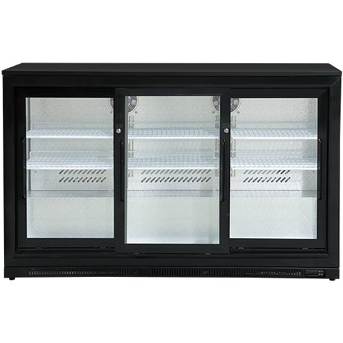 Back bar cooler 3 Sliding doors 300 litres Black | Stalwart DA-BBC3S