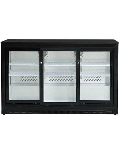 Back bar cooler 3 Sliding doors 300 litres Black | Stalwart DA-BBC3S