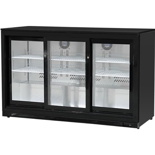 Back bar cooler 3 Sliding doors 300 litres Black | Stalwart DA-BBC3S