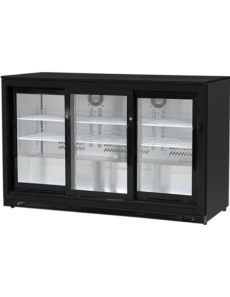 Back bar cooler 3 Sliding doors 300 litres Black | Stalwart DA-BBC3S