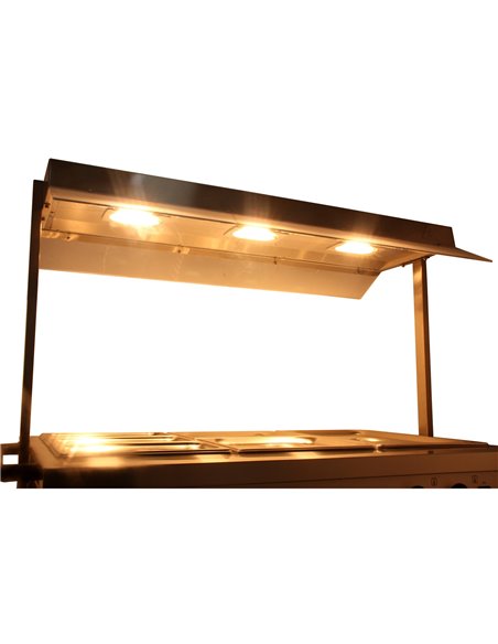 Mobile Bain Marie top Hot Cupboard with Heated Sneeze Guard | Stalwart DA-YH3W