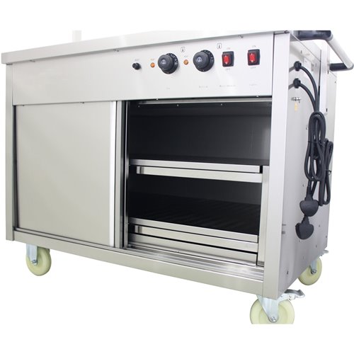 Mobile Bain Marie top Hot Cupboard with Heated Sneeze Guard | Stalwart DA-YH3W
