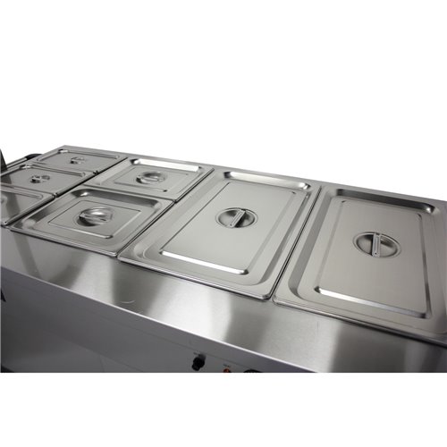 Mobile Bain Marie top Hot Cupboard with Heated Sneeze Guard | Stalwart DA-YH4W
