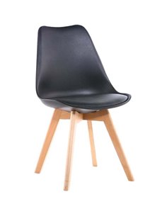 Bistro Dining Chair PP Seat with Beech Wood Legs Black | Stalwart DA-HYL053D1