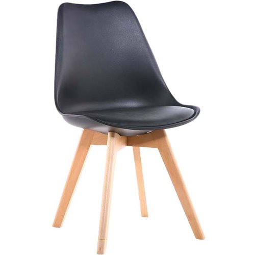 Bistro Dining Chair PP Seat with Beech Wood Legs Black | Stalwart DA-HYL053D1
