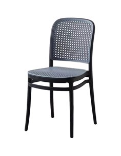 Bistro Dining Chair Plastic Black &amp Grey Indoors &amp Outdoors | Stalwart DA-HYPP25
