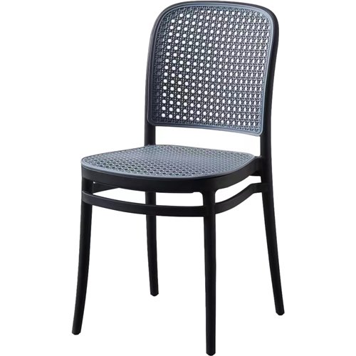 Bistro Dining Chair Plastic Black &amp Grey Indoors &amp Outdoors | Stalwart DA-HYPP25