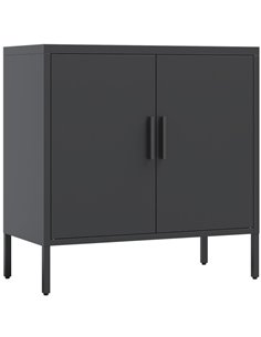 Commercial Steel Black Storage Cabinet 2 Doors 1 Shelf 800x400x1020mm | Stalwart DA-MYHC02BLACK