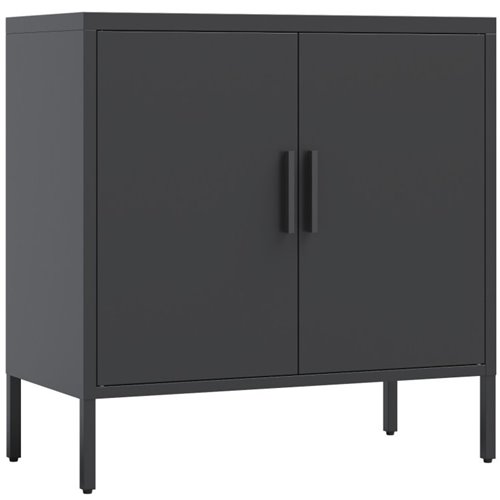 Commercial Steel Black Storage Cabinet 2 Doors 1 Shelf 800x400x1020mm | Stalwart DA-MYHC02BLACK