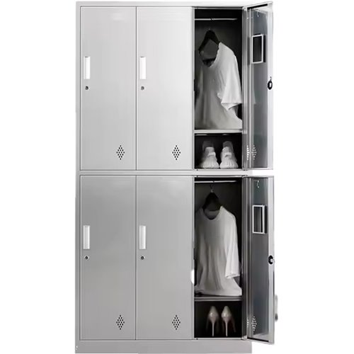 Commercial Stainless Steel Locker 6 Doors 900x420x1800mm | Stalwart DA-MB18090SS6DL