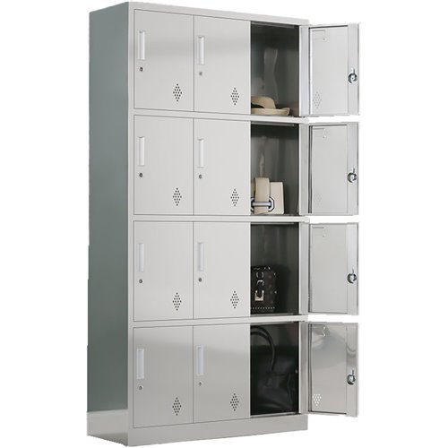 Commercial Stainless Steel Locker 12 Doors 900x350x1800mm | Stalwart DA-MB18090SS12DL