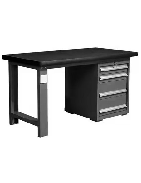 Commercial Heavy Duty Work Table with 4 Drawers 1500x750x800mm Black | Stalwart DA-MB80150HDT4D