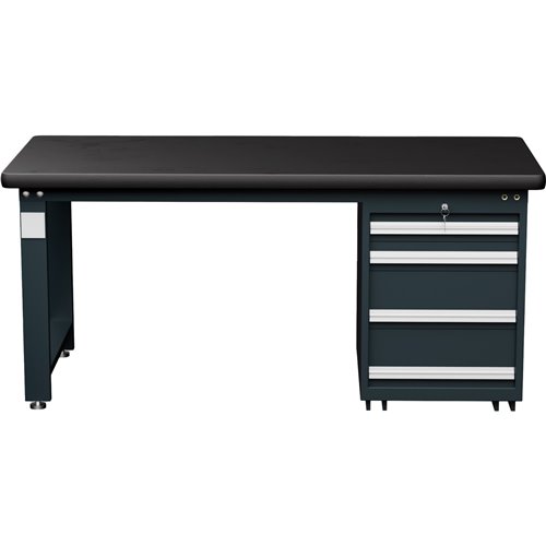 Commercial Heavy Duty Work Table with 4 Drawers 1500x750x800mm Black | Stalwart DA-MB80150HDT4D