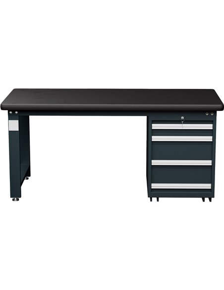 Commercial Heavy Duty Work Table with 4 Drawers 1500x750x800mm Black | Stalwart DA-MB80150HDT4D