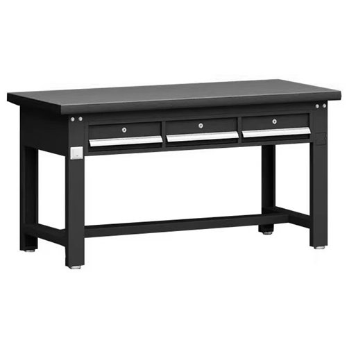 Commercial Heavy Duty Work Table with 3 Drawers 1500x750x800mm Black | Stalwart DA-MB80150HDT3D
