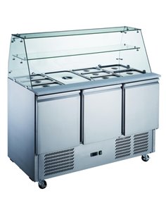 Commercial Saladette Fridge Glass top 3 doors | Stalwart DA-THS903FVG