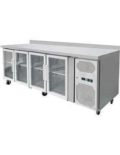 Commercial Refrigerated Counter with Upstand 4 glass doors Depth 600mm | Stalwart DA-THP4200TNG