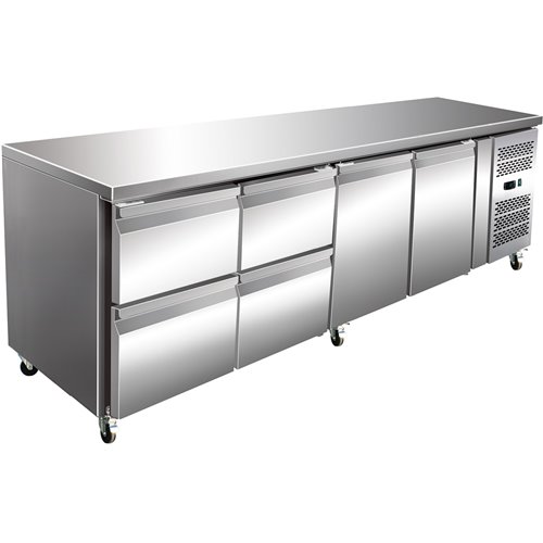 Commercial Refrigerated Counter 2 doors 4 drawers Depth 700mm | Stalwart DA-4DRG42V