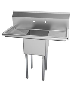 Commercial Pot Wash Sink Stainless steel 1 bowl Splashback 1370x600x1110mm Round legs | Stalwart DA-C1T18181218LR