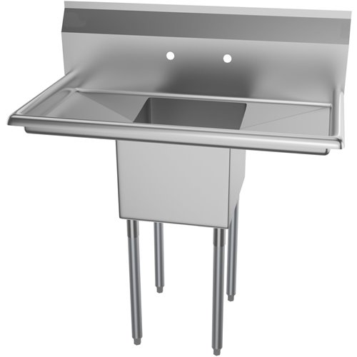 Commercial Pot Wash Sink Stainless steel 1 bowl Splashback 1370x600x1110mm Round legs | Stalwart DA-C1T18181218LR