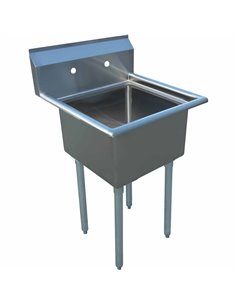 Commercial Pot Wash Sink Stainless steel 1 bowl Splashback 750x600x1110mm Round legs | Stalwart DA-C1T24241400
