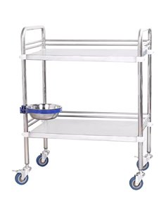 Professional 2 Tier Mobile Medical Trolley Stainless Steel 660x440x860mm | Stalwart DA-WHSS2T6644