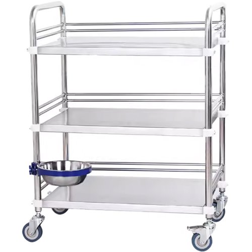 Professional 3 Tier Mobile Medical Trolley Stainless Steel 770x450x860mm | Stalwart DA-WHSS3T7745