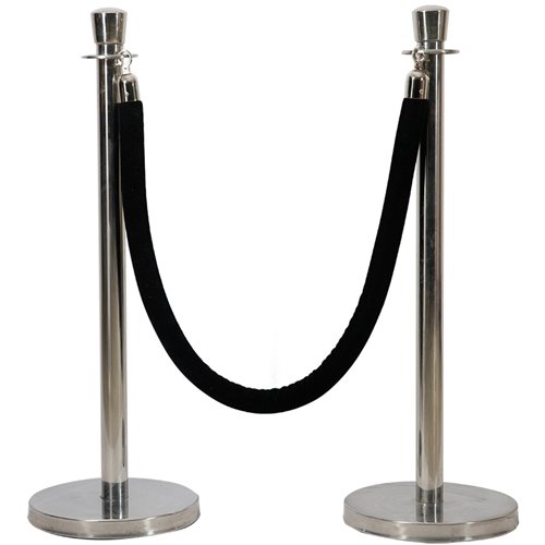 2pcs Rope Stanchion with Curved top 320x950mm Silver | Stalwart DA-AX208