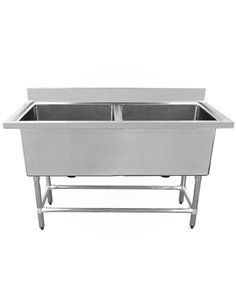 Commercial Pot Wash Sink Stainless steel 2 bowl 1410x600x900mm Round legs | Stalwart DA-YSA260141201