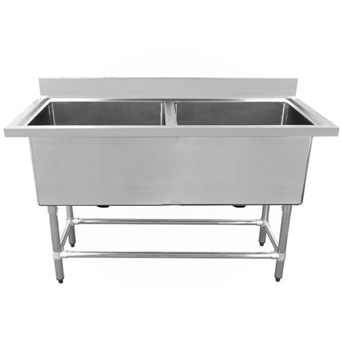 Commercial Pot Wash Sink Stainless steel 2 bowl 1410x600x900mm Round legs | Stalwart DA-YSA260141201