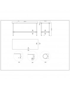 Commercial Stainless Steel Work Table No Bottom shelf with Upstand 1800x700x900mm | Stalwart DA-WT70180GBNU 2