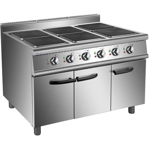 Commercial Electric Cooker 6 Square Burners with Cabinet Base 900mm Depth | Stalwart DA-HSQ962C