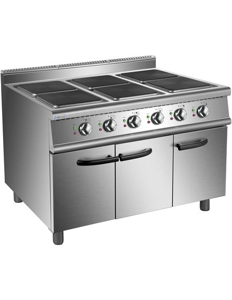 Commercial Electric Cooker 6 Square Burners with Cabinet Base 900mm Depth | Stalwart DA-HSQ962C
