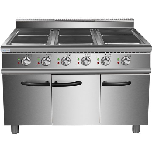 Commercial Electric Cooker 6 Square Burners with Cabinet Base 900mm Depth | Stalwart DA-HSQ962C