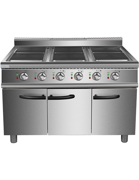 Commercial Electric Cooker 6 Square Burners with Cabinet Base 900mm Depth | Stalwart DA-HSQ962C