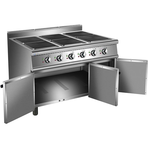 Commercial Electric Cooker 6 Square Burners with Cabinet Base 900mm Depth | Stalwart DA-HSQ962C