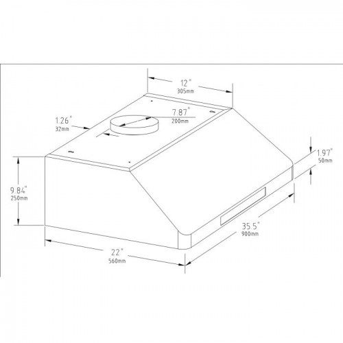 Commercial Extraction Canopy 900mm...