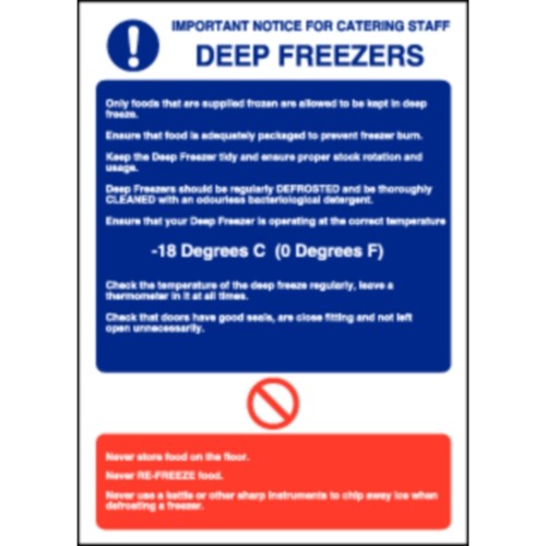 Deep Freezer Guidelines Sign