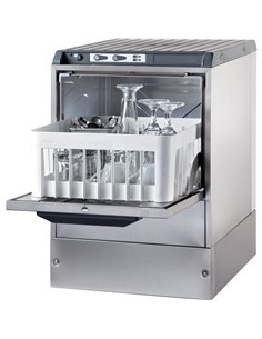 Commercial Glasswasher 800-1000 glasses/hour 350mm basket Gravity Drain Detergent Pump 13A | Omniwash 3500BTDD