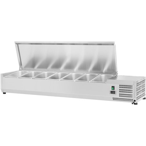 Refrigerated Servery Prep Top 1500mm 7xGN1/4 Depth 330mm Stainless steel lid | Stalwart DA-THVD1500/330