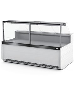 Serve Over Deli Counter Front Straight Glass Front Width 2580mm White | Stalwart DA-YFCSC2580T1WHITE