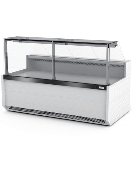 Serve Over Deli Counter Front Straight Glass Front Width 995mm White | Stalwart DA-YFCSC995T1WHITE