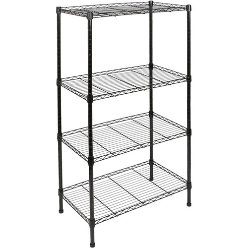 Light Duty Shelving Unit Mini 4 Tier Rack 360kg Width 600mm Depth 350mm Height 1200mm Black Wire | Stalwart DA-AZON206