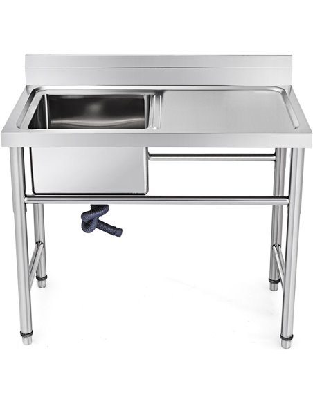 Commercial Sink Stainless steel 1200x600x900mm 1 bowl left Splashback | Stalwart SINK12060LEFT