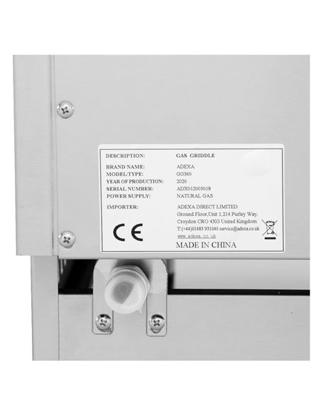 Commercial Gas Griddle Smooth plate 1 zone 3kW Countertop | DA-GG360