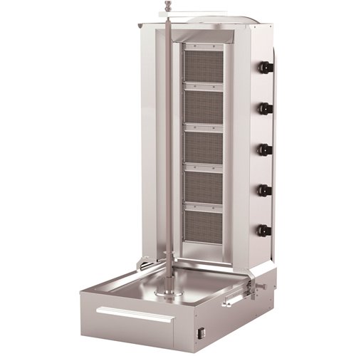 Commercial Gyros/Kebab grill Gas Bottom motor Capacity 75kg 5 burners 15kW | Stalwart DA-DN152