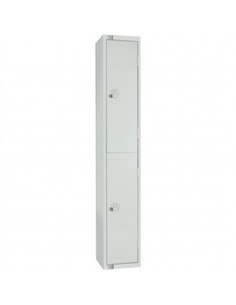 Two Door Locker with Sloping Top Mid Grey Camlock